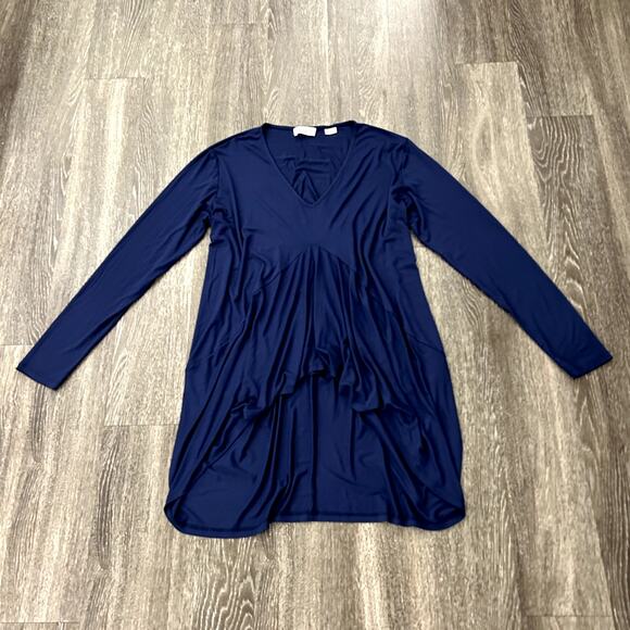 EUC Marcella NYC Reade Top Dark Blue XXXL Draped Tunic Long Sleeve Minimalist - Picture 10 of 16
